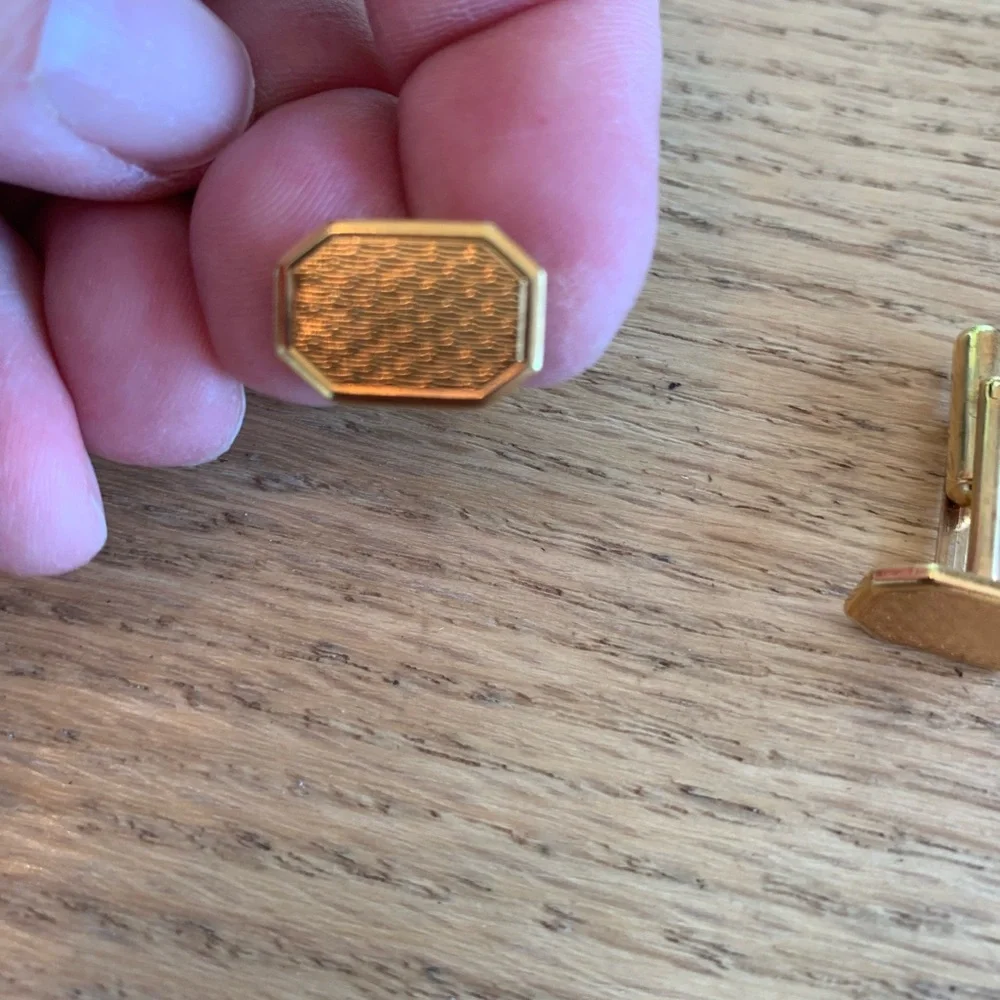 Vintage Petite Signet Cuff‎ links Engraveable Gold Tone Antique